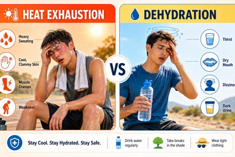 heat exhaustion vs dehydration